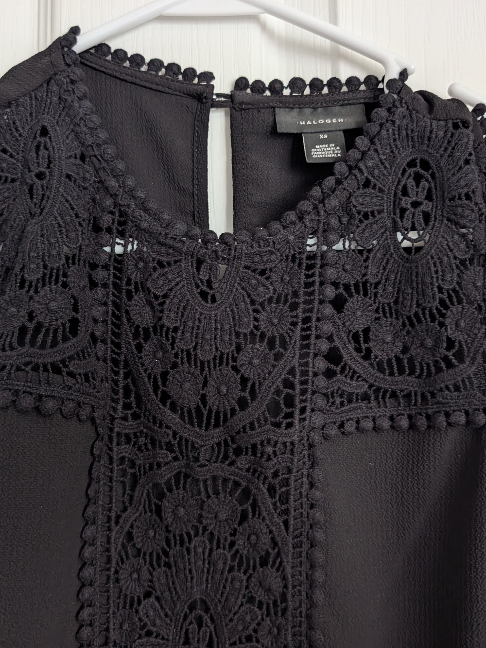 Black Crochet Lace Detail Blouse